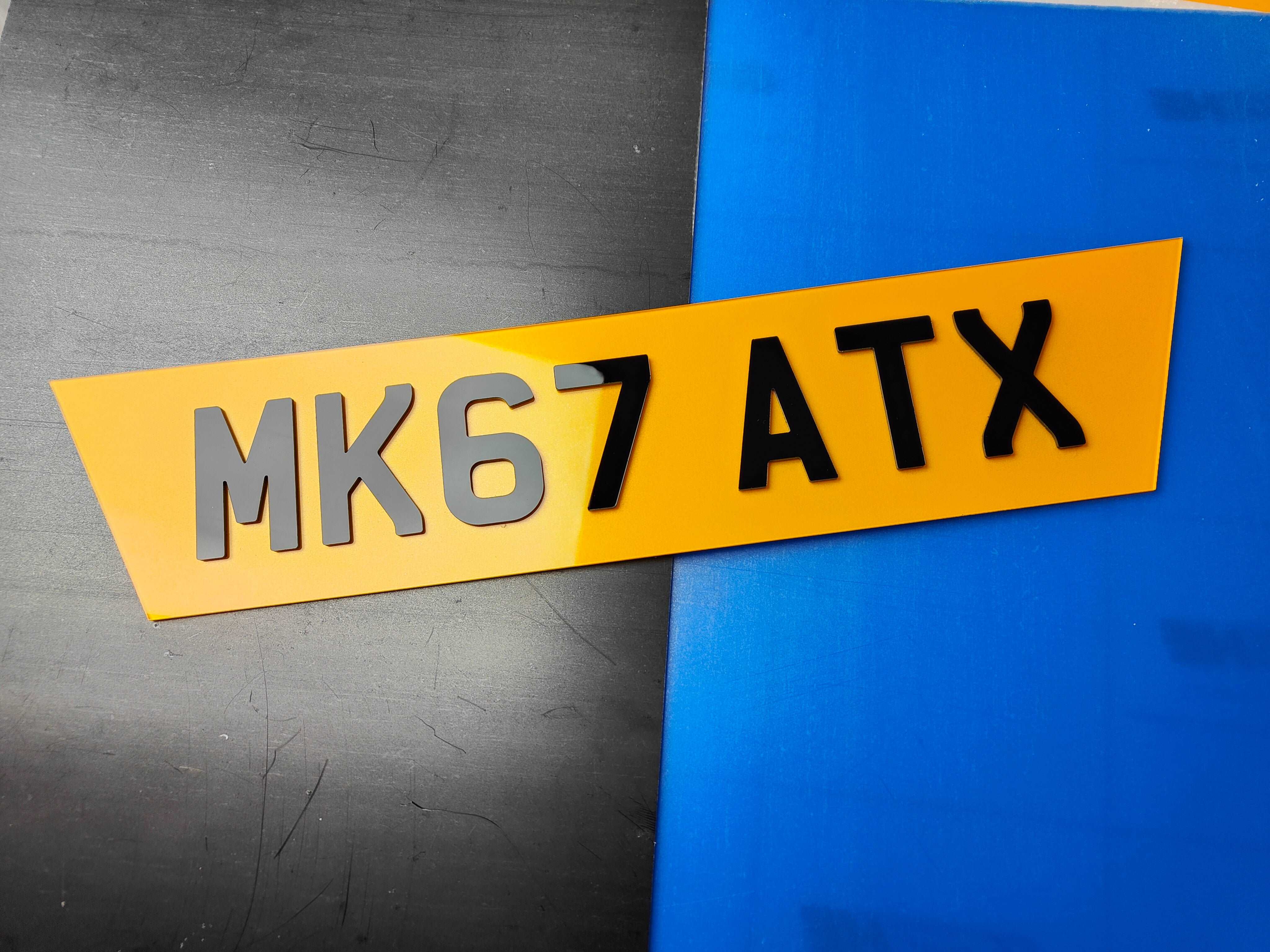 Pair of 3mm Depth Lazer Cut 4D Acrylic Number Plates