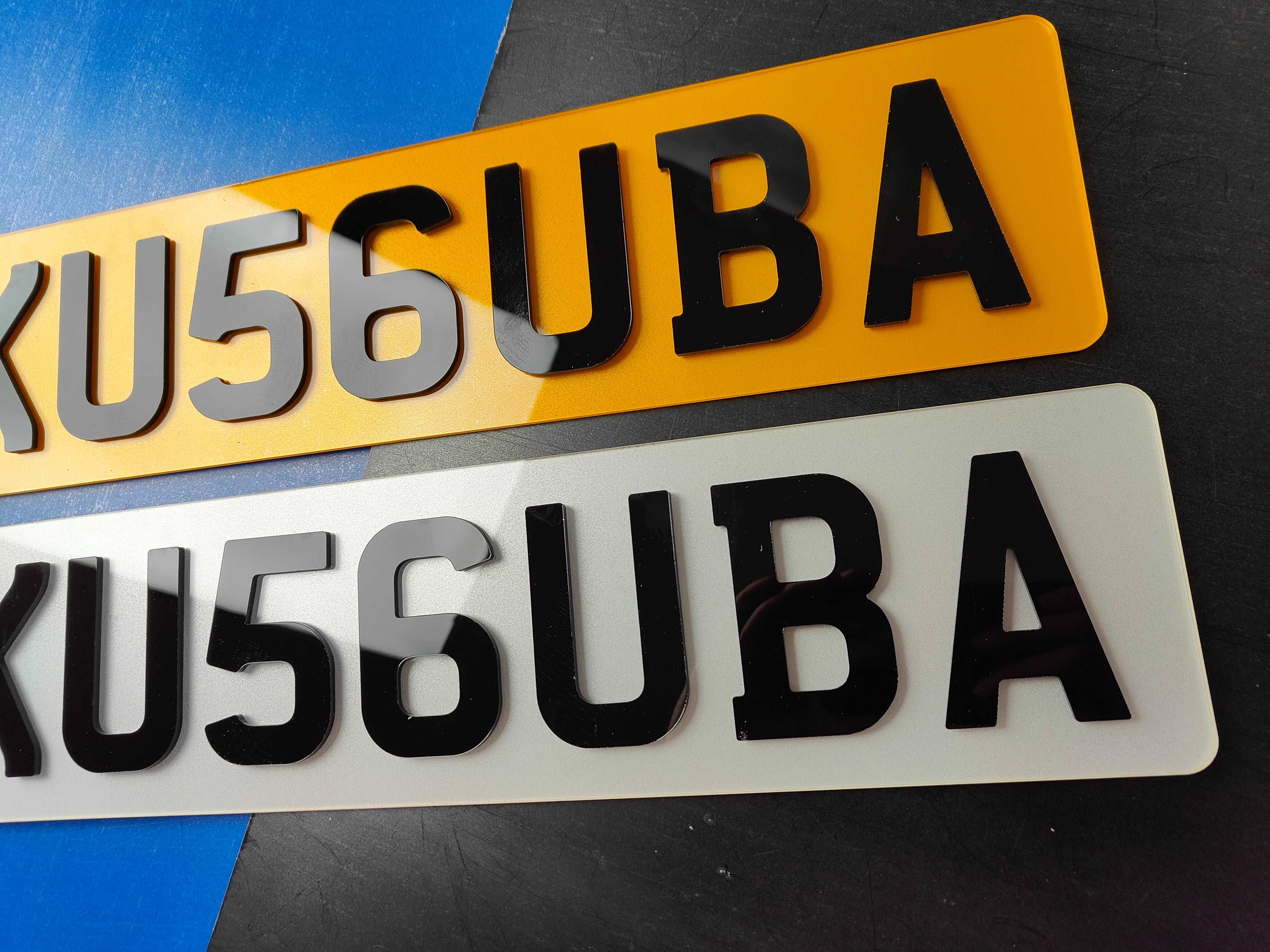 Pair of 3mm Depth Lazer Cut 4D Acrylic Number Plates