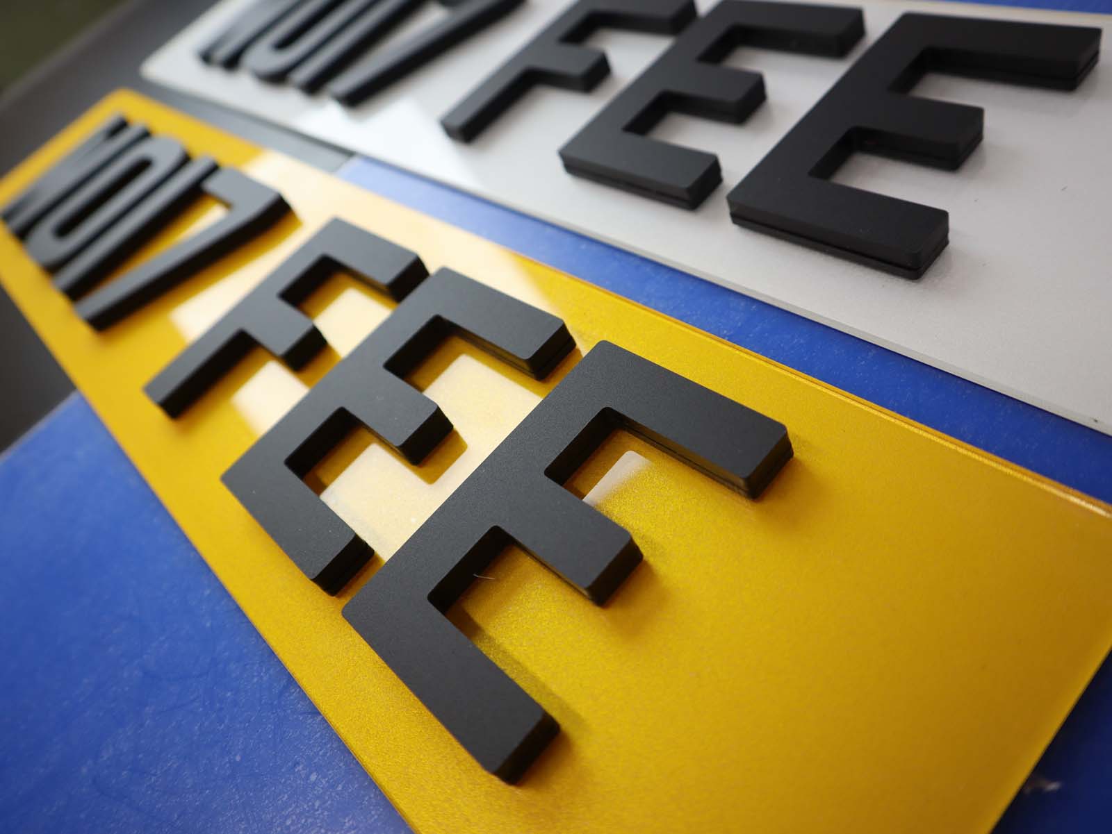 Pair of Matte Stealth Thick 5mm Depth Lazer Cut 4D Acrylic Number Plates