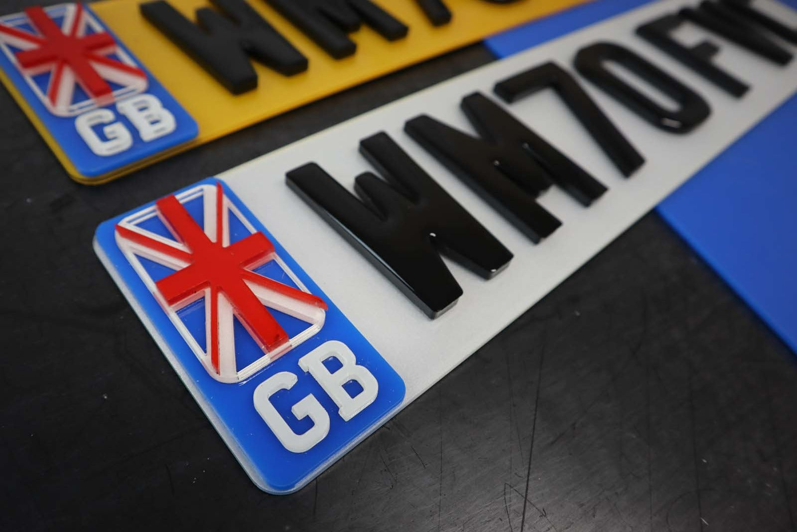 4D Flag Badged Lazer Cut Acrylic Number Plates