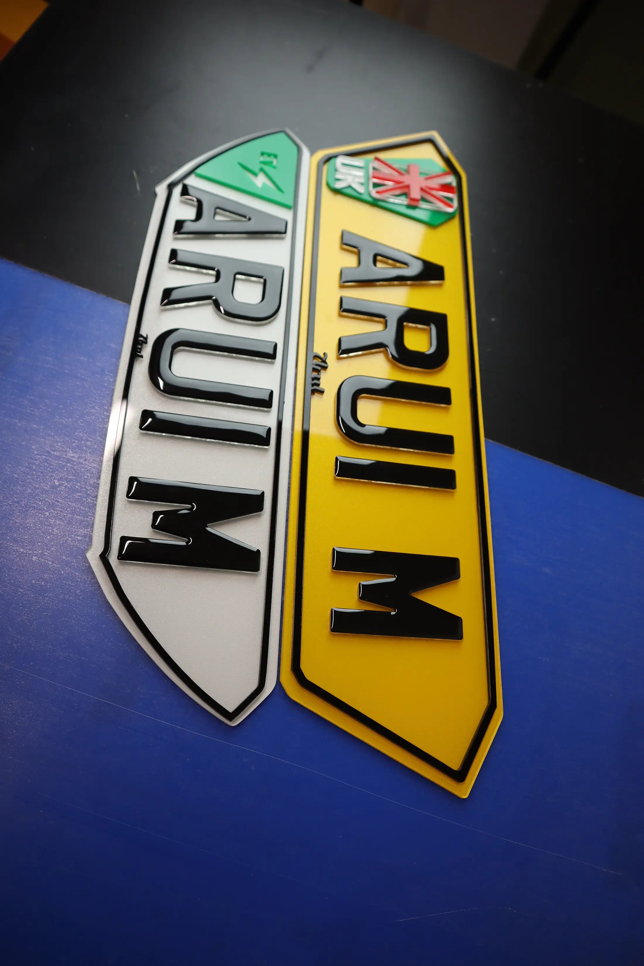 BMW 7 Series Double Custom 4D EV Plate with Green Sides LB67