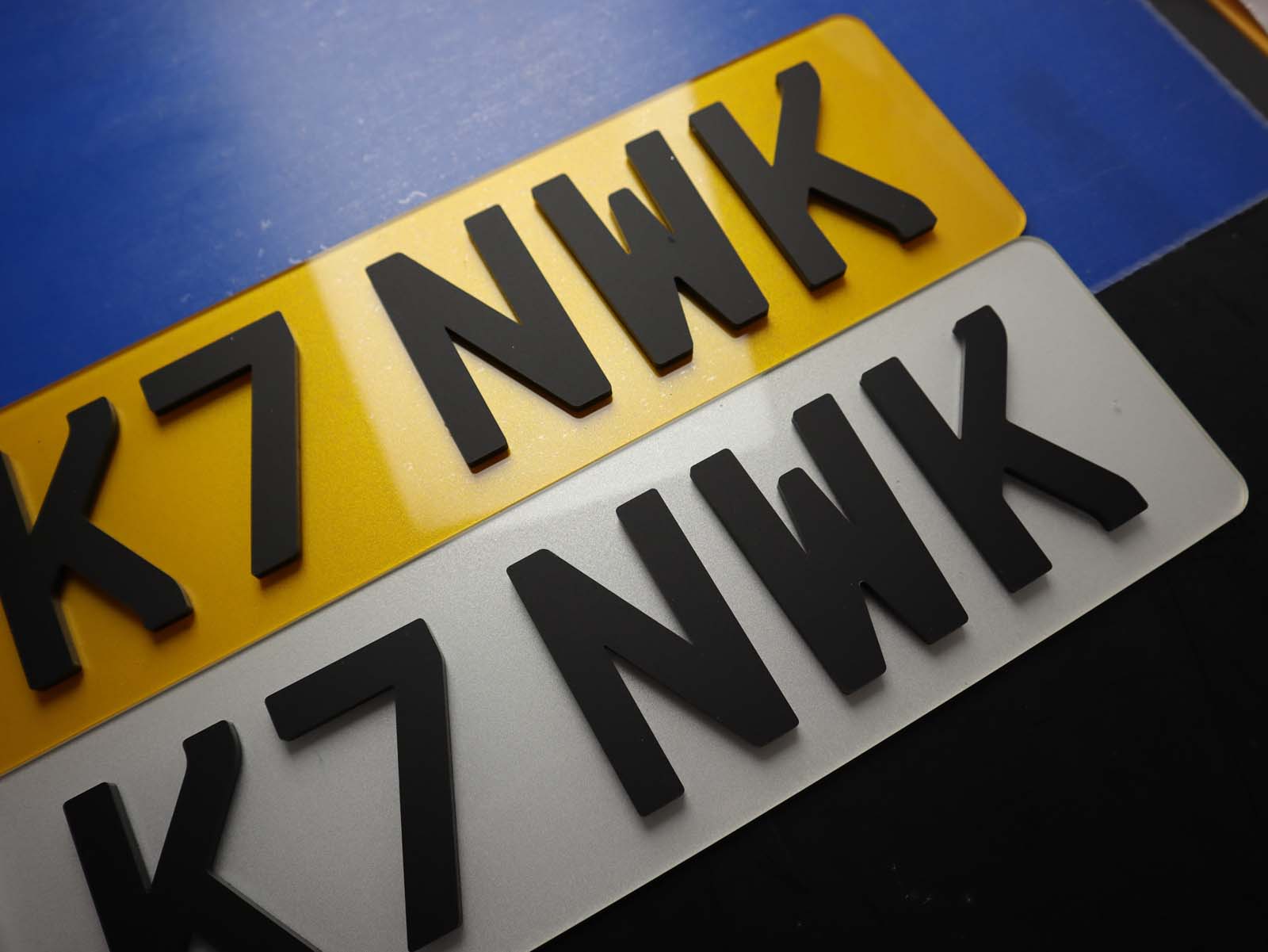 Pair of Matte Stealth Thick 5mm Depth Lazer Cut 4D Acrylic Number Plates