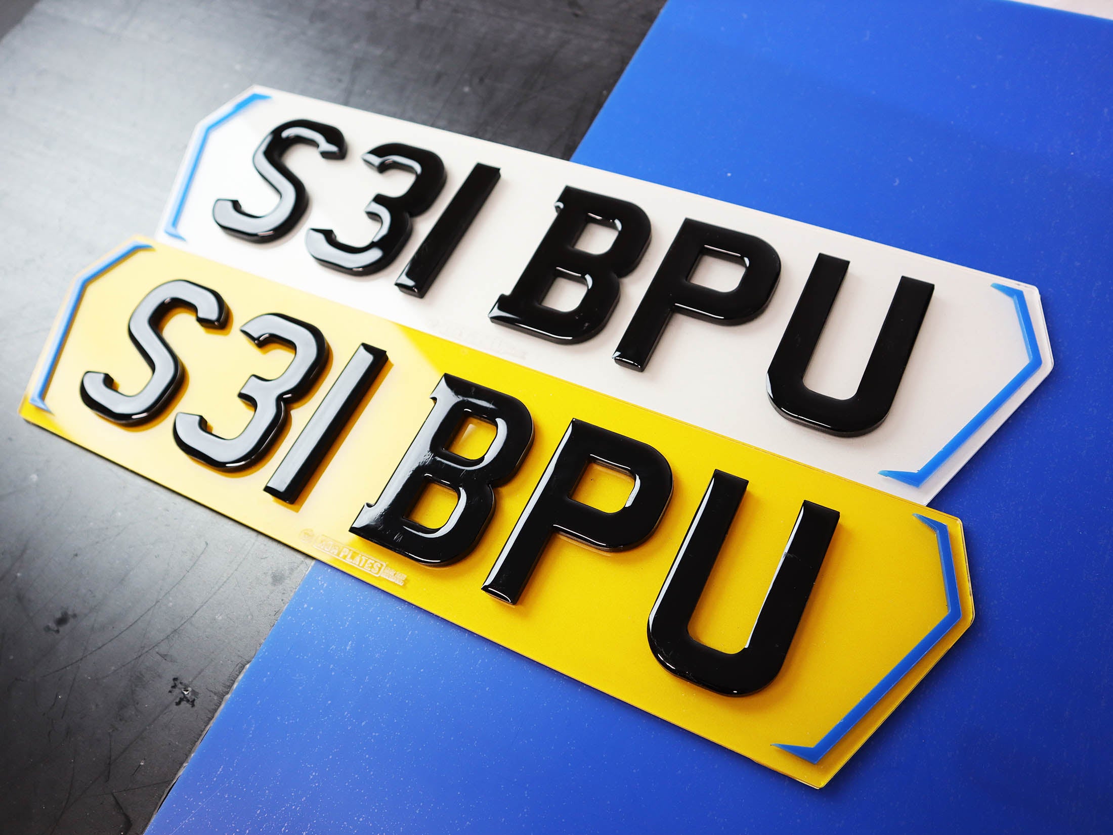 Sleek Dynamics: Colour Chevron 7mm Triple Thick Gel Lambo Number Plates Set LB11