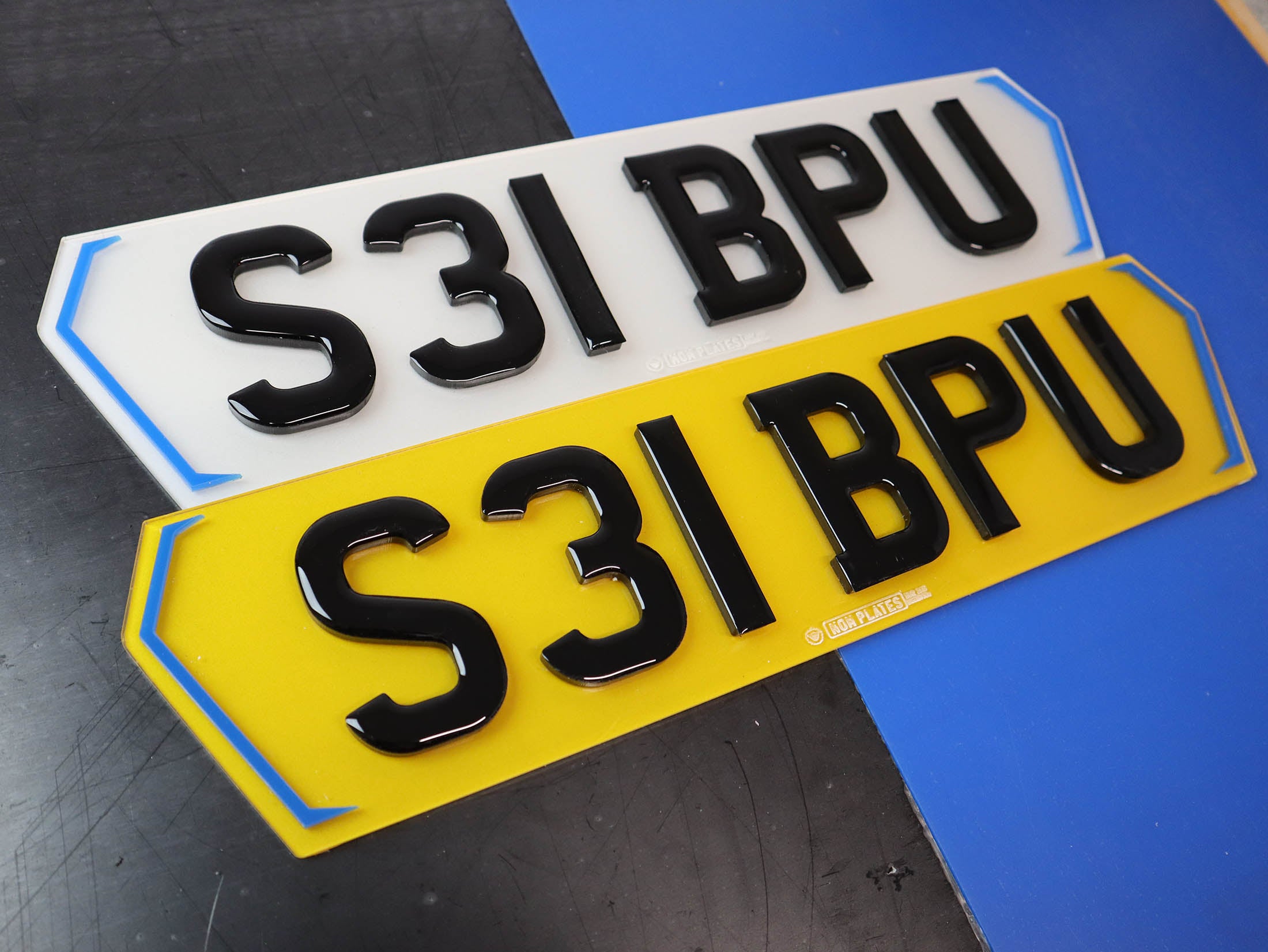 Sleek Dynamics: Colour Chevron 7mm Triple Thick Gel Lambo Number Plates Set LB11