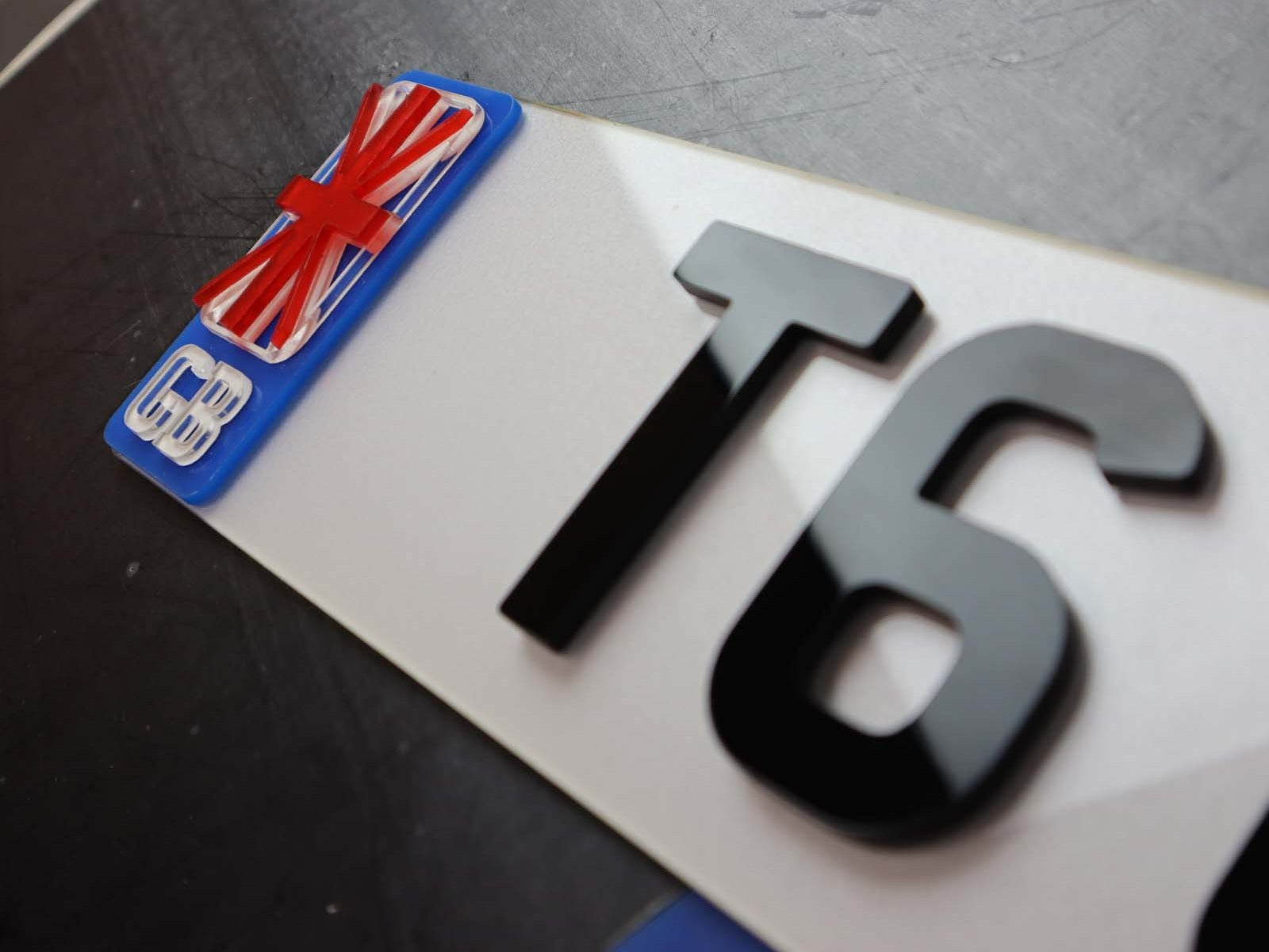 4D Flag Badged Thick 5mm Depth Lazer Cut Acrylic Number Plates