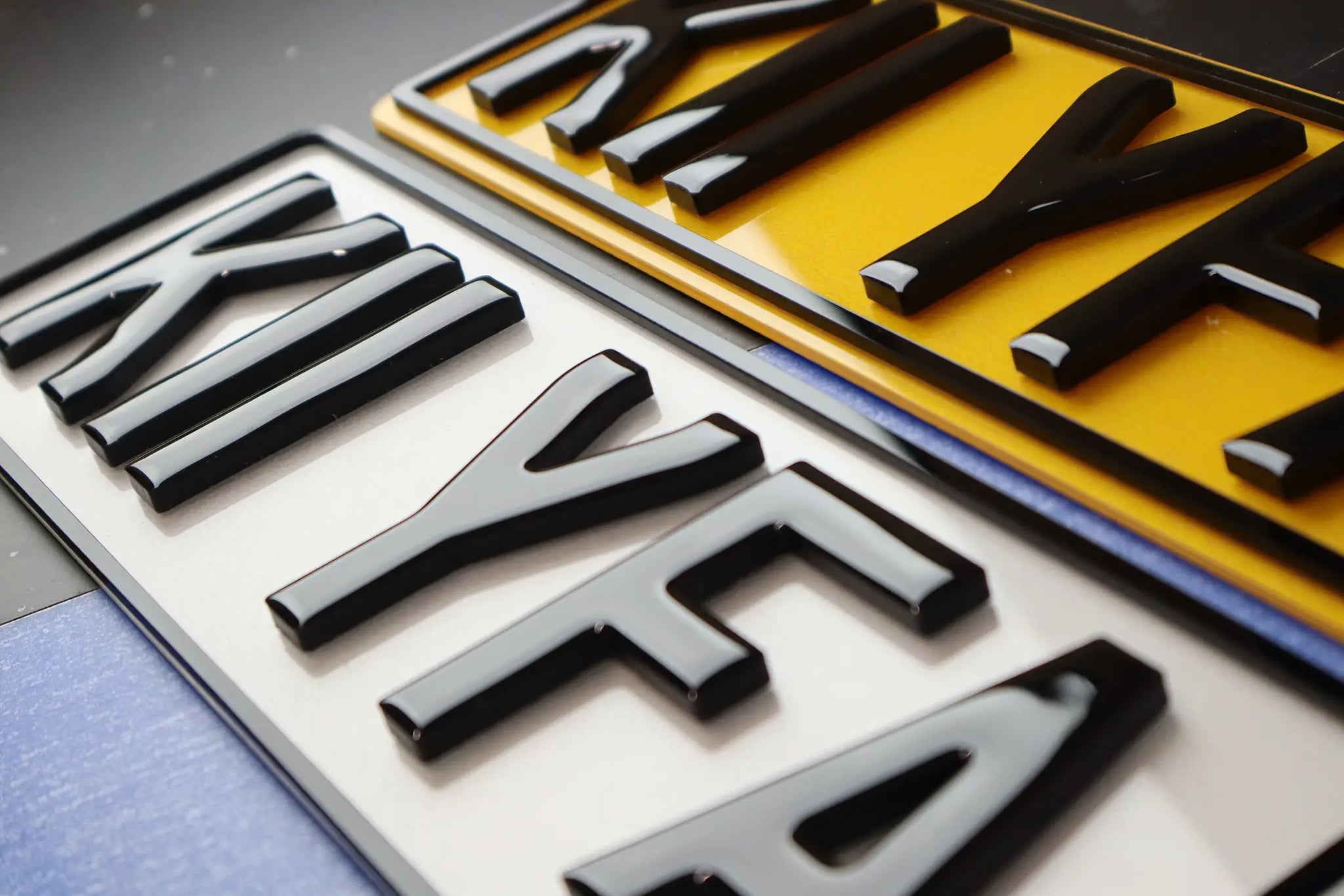 7mm Gel Lettering Short 32cm Acrylic Number Plate with Laser Cut Borde