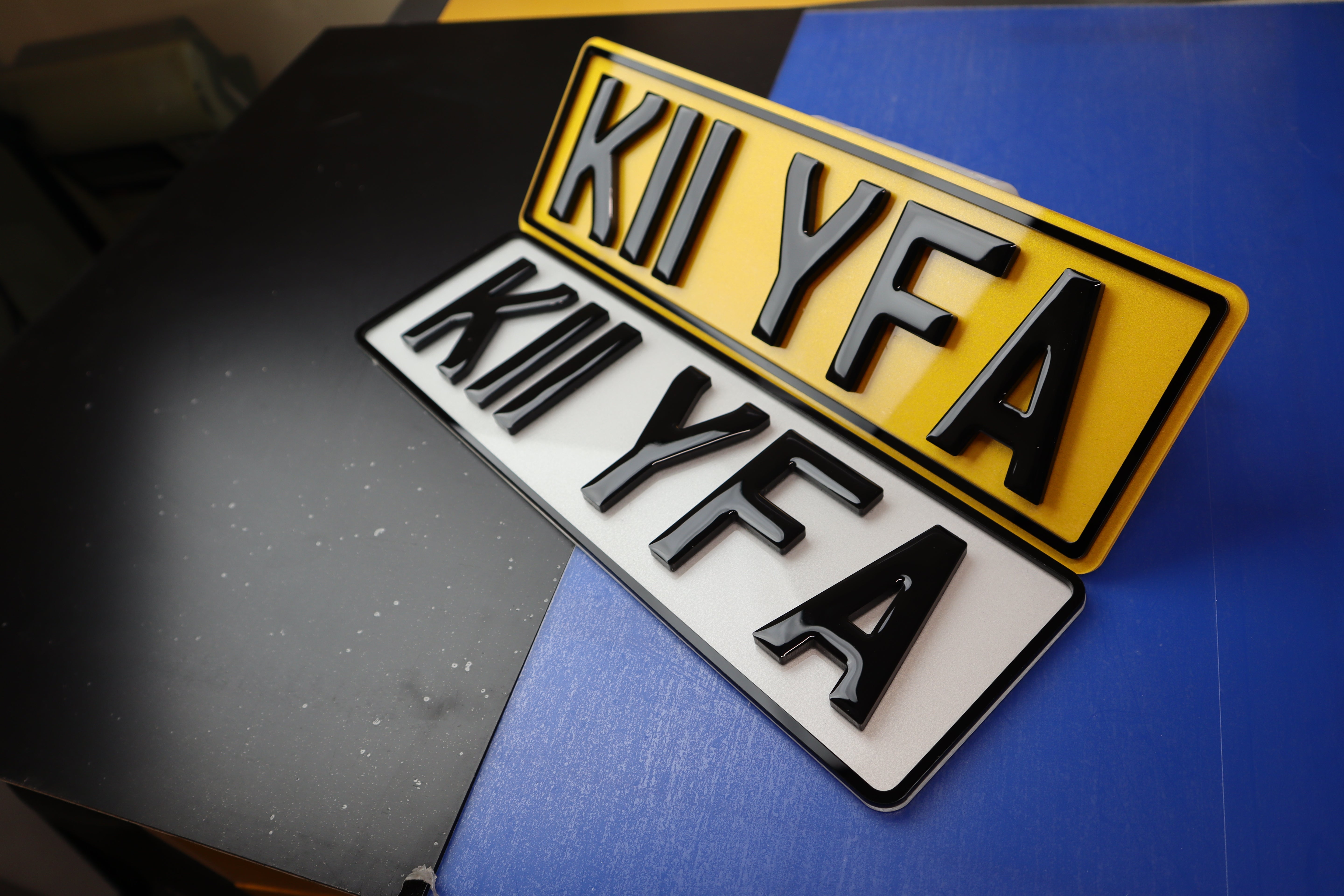 7mm Gel Lettering Short 32cm Acrylic Number Plate with Laser Cut Borders LB61