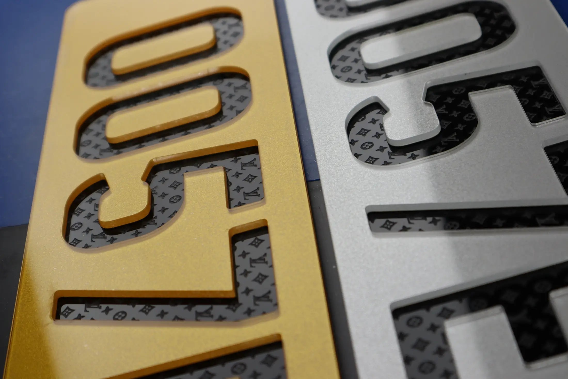 LV Tribute Negative Inverted Show Plate with Custom Laser-Engraved Logo LB75