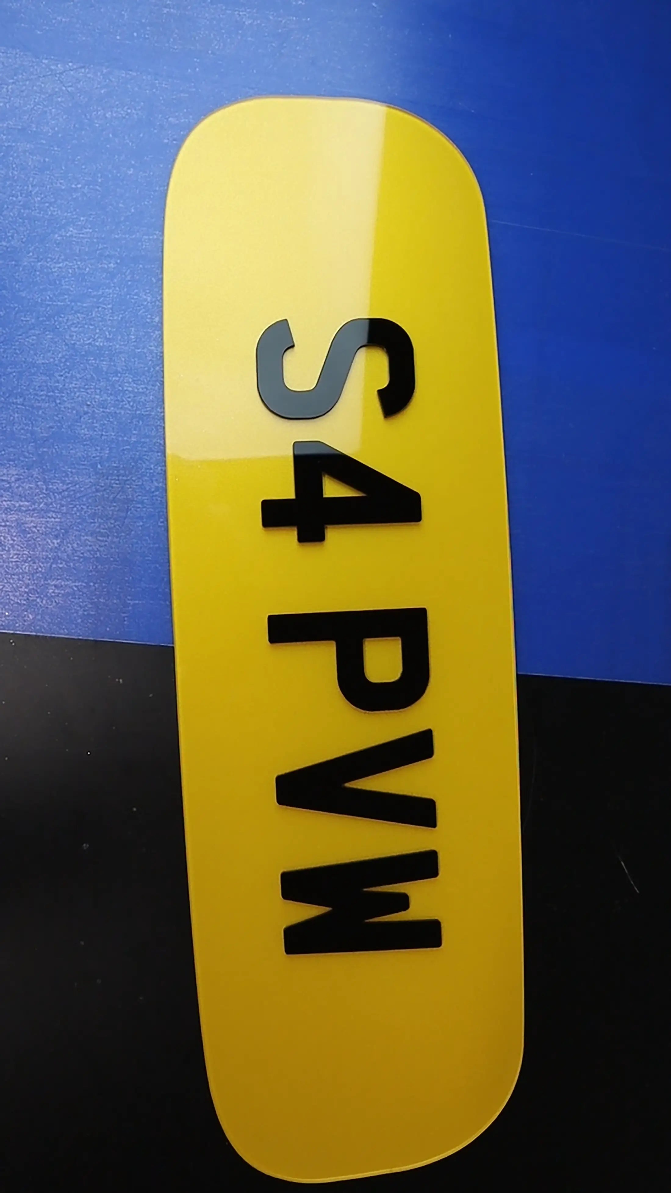 Custom Oversize Oval Rear Plate for Mazda MX-5 2.0 Sport — 3mm Gloss Acrylic Lettering LB69